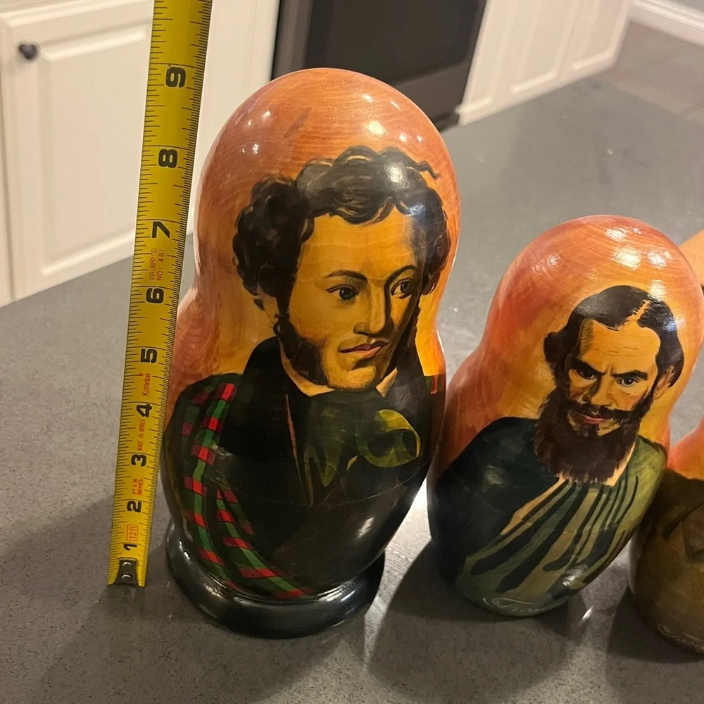 Matryoshka Russian Authors Vintage/Signed Rare 1995 Nesting Doll Set of 10-Rare - Picture 5 of 17